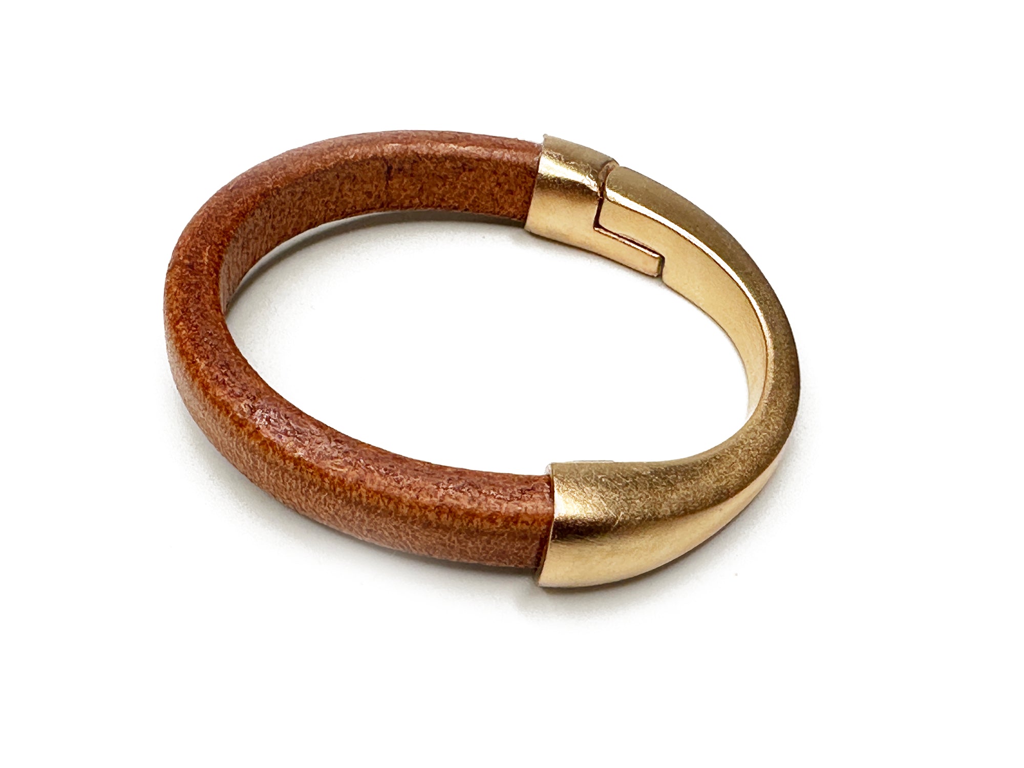 Gold Crescent Moon Magnetic Clasp Leather Bracelet