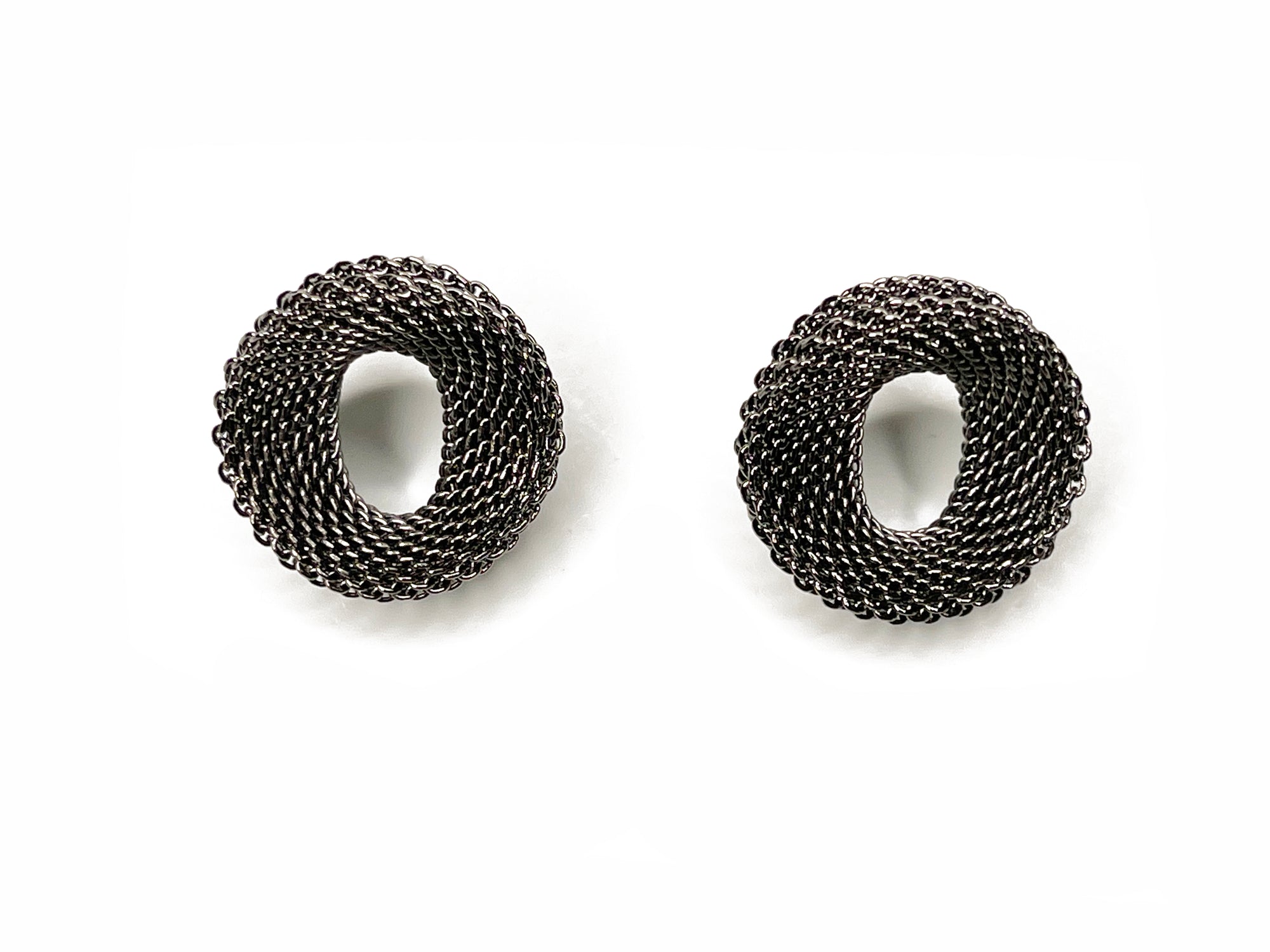 Sterling Oval Mesh Contour Earrings