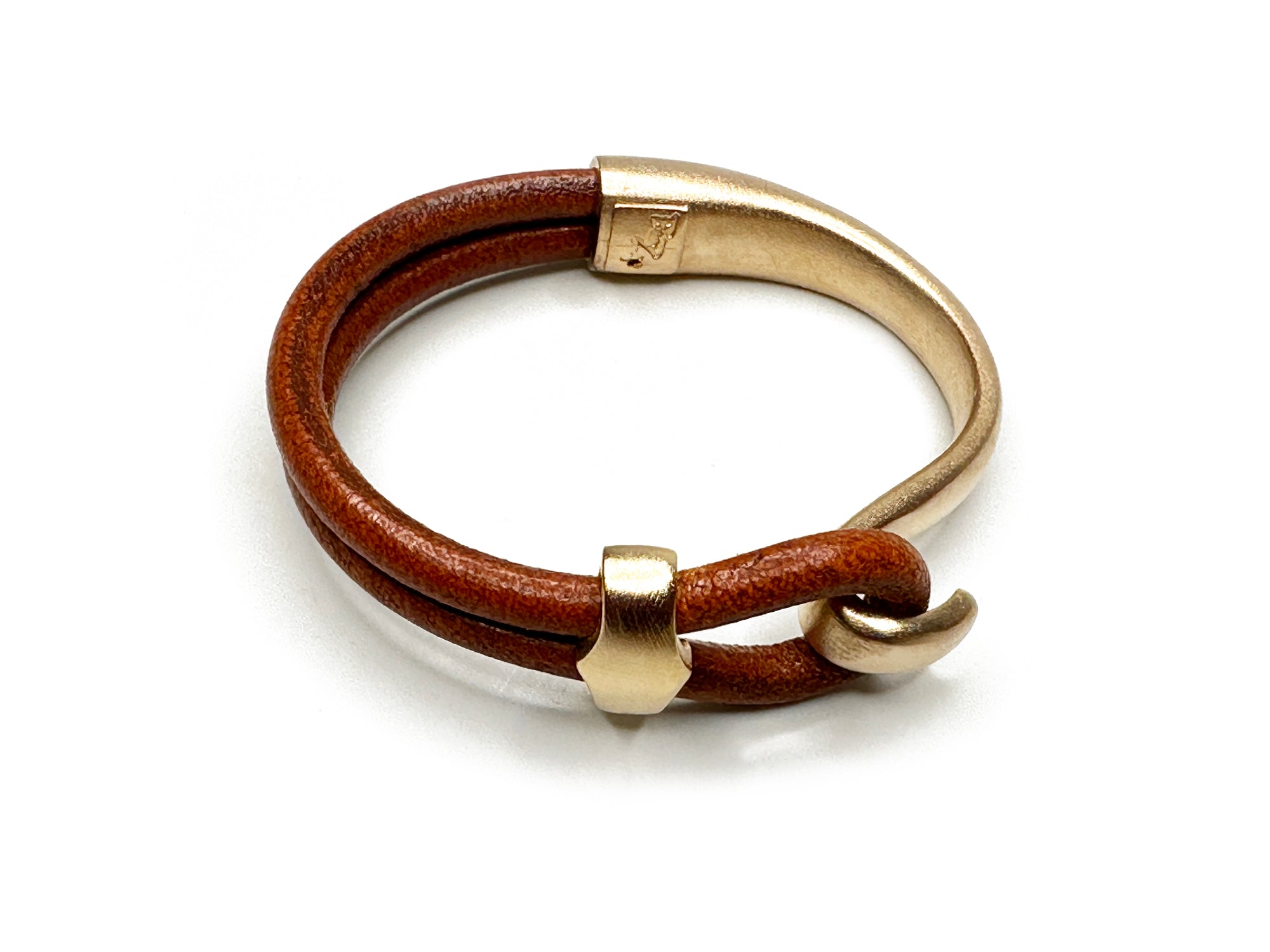 Gold Lasso Hook & Slide Leather Bracelet