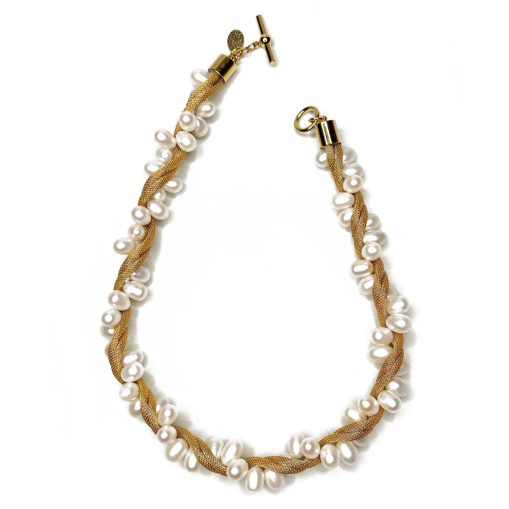 Mesh & Large Pearl Twist Necklace
