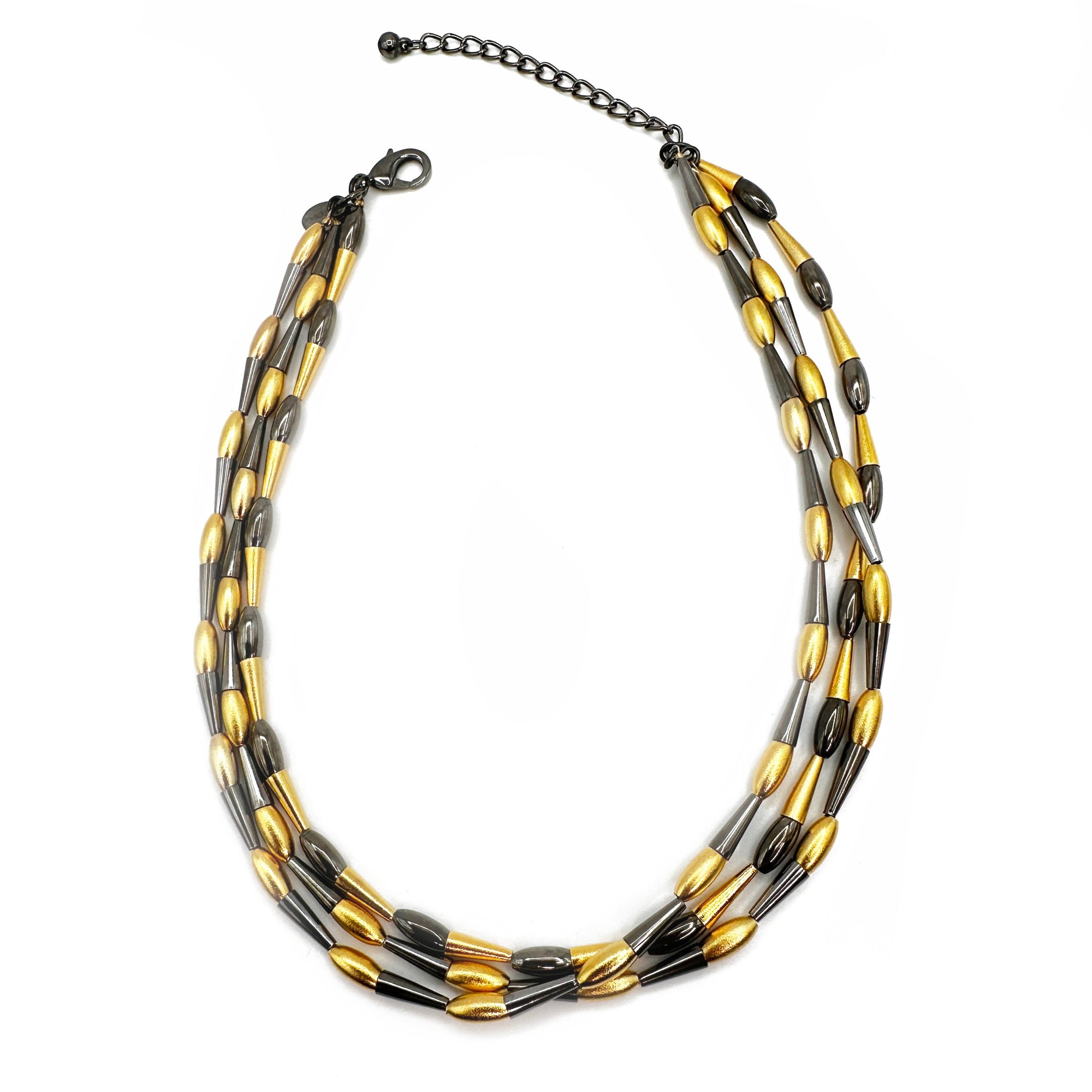 3-Strand Cone and Oval Necklace