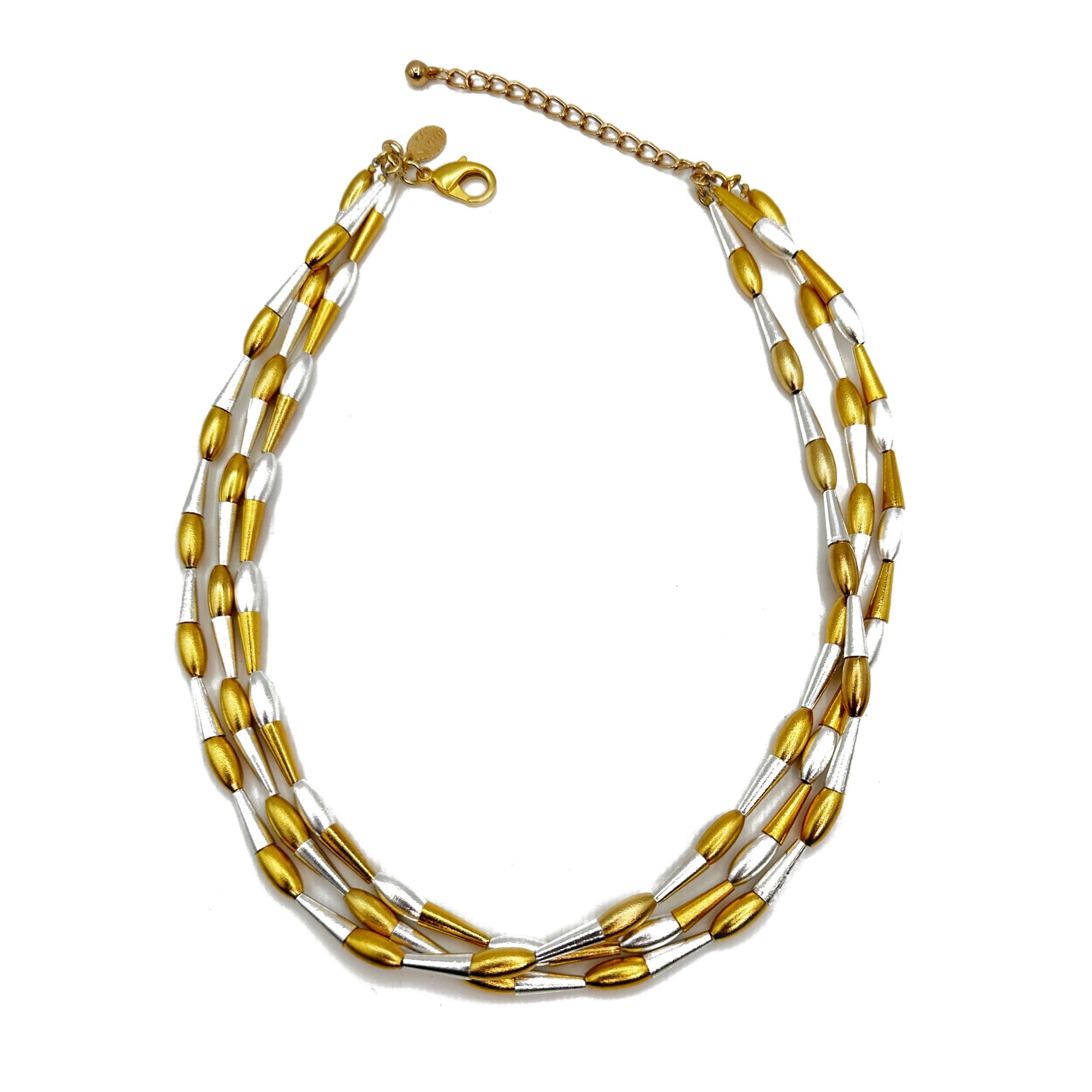 3-Strand Cone and Oval Necklace