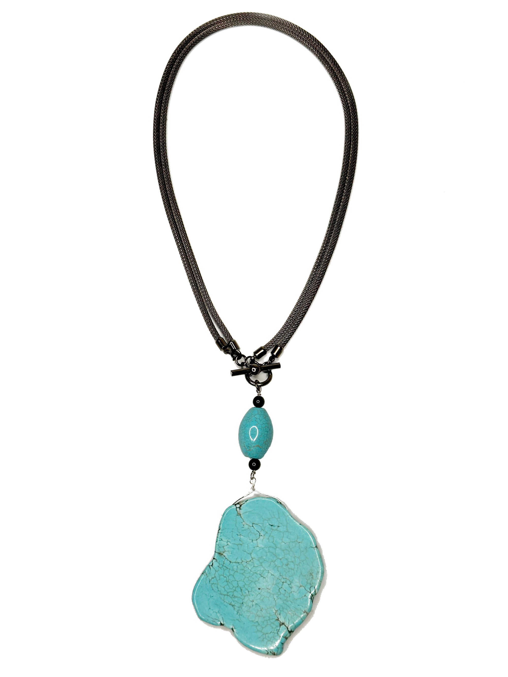 2-Way Mesh Necklace with Howlite Stone Slab