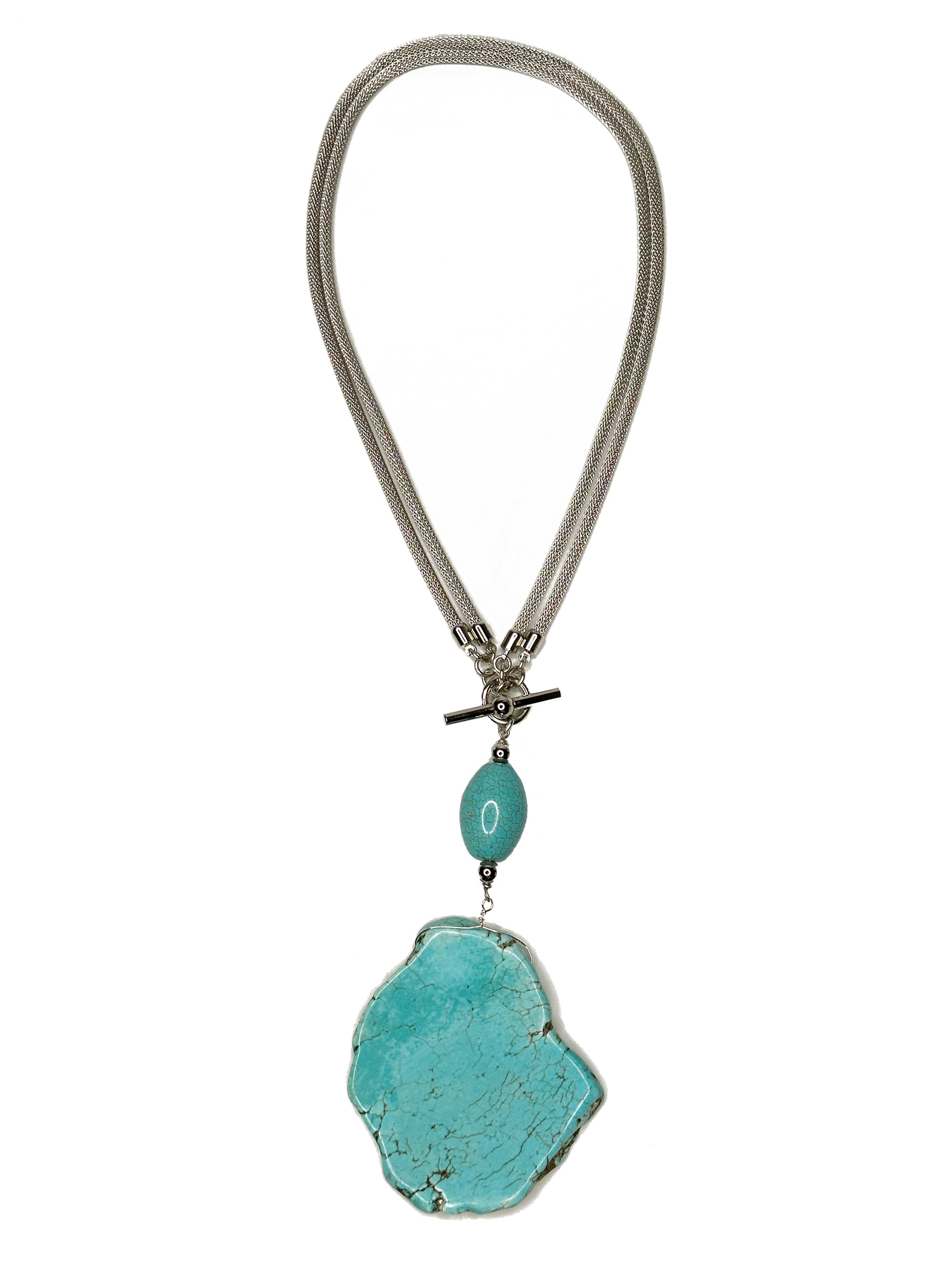 2-Way Mesh Necklace with Howlite Stone Slab
