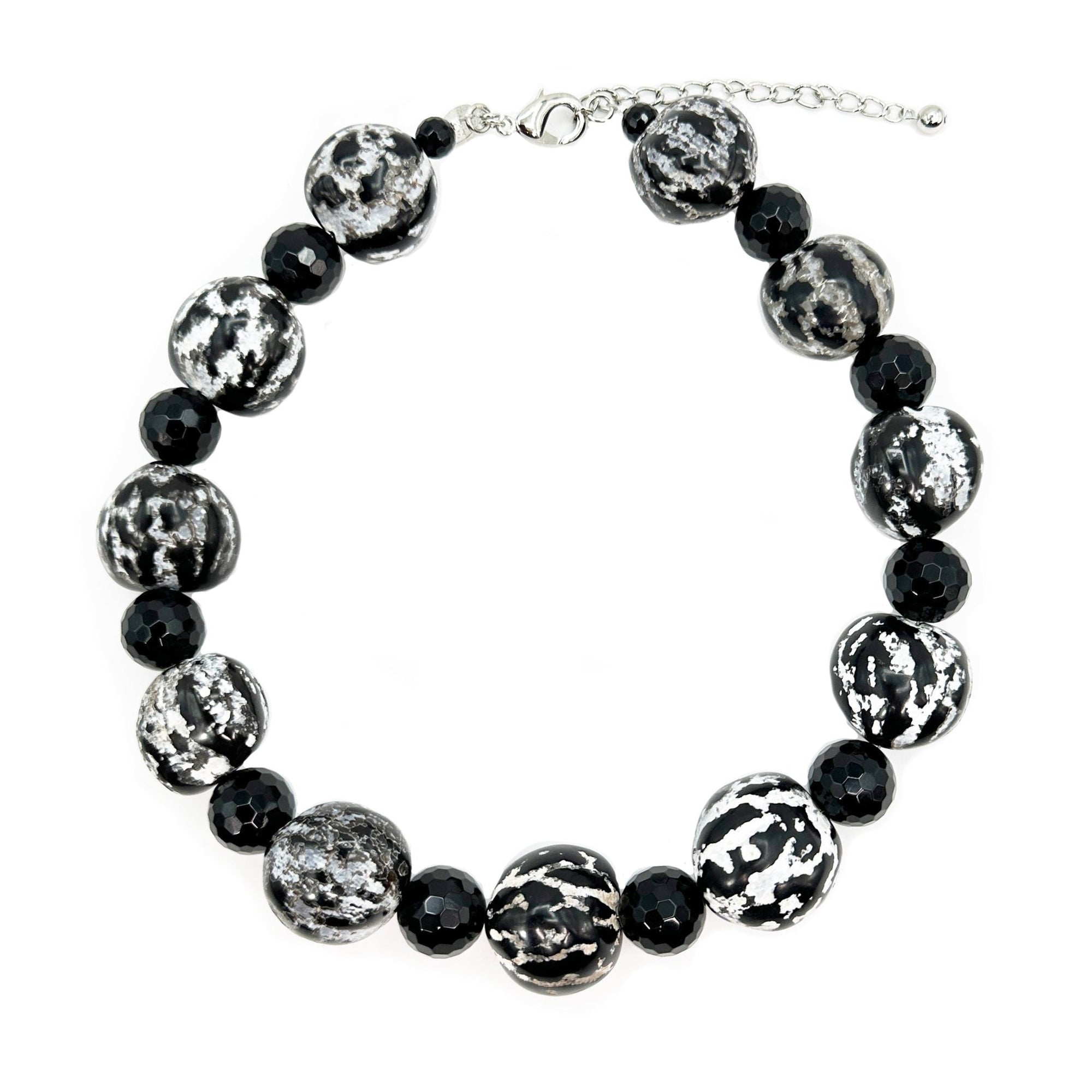 Black and White Stone Statement Necklace