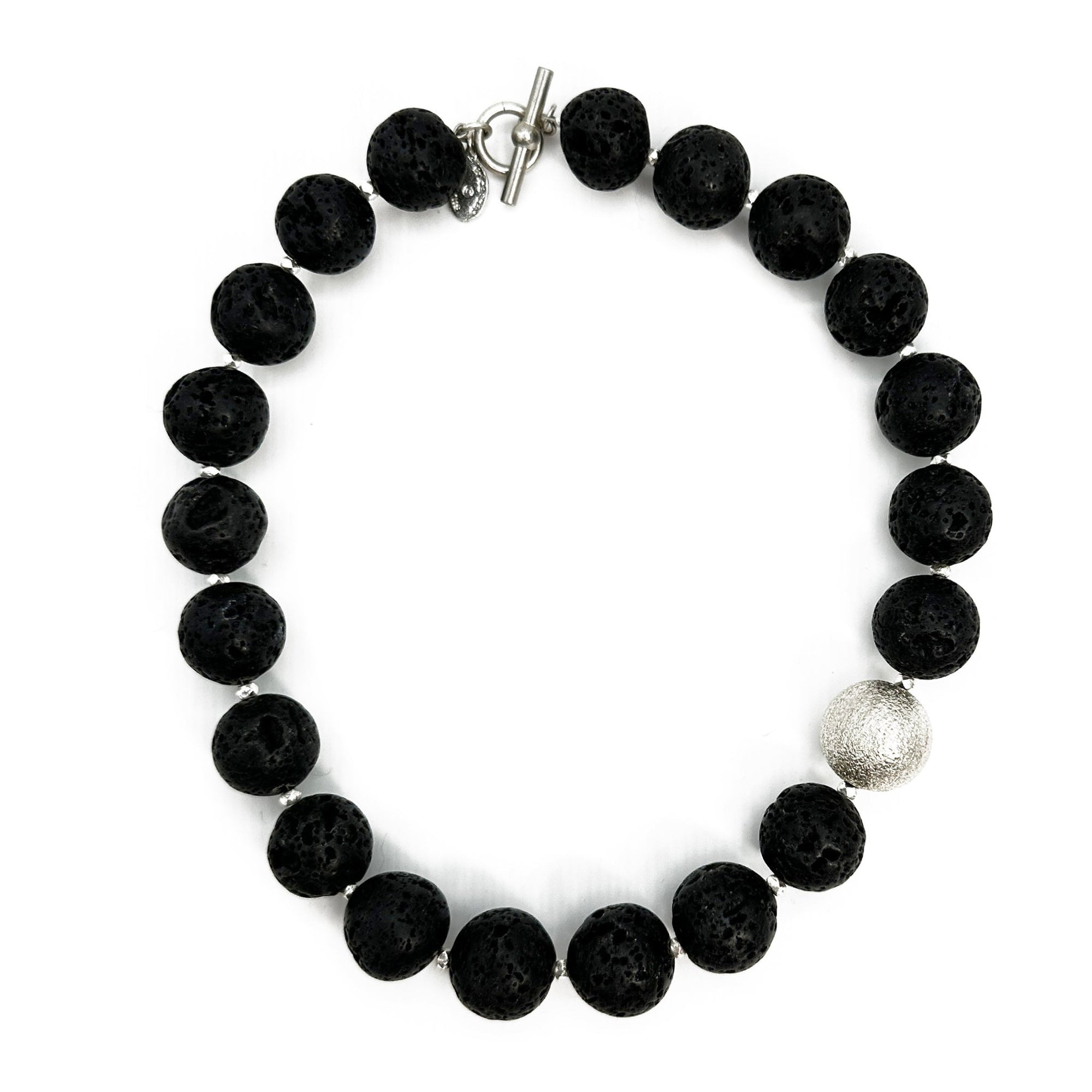Lava Rock & Sterling Ball Necklace