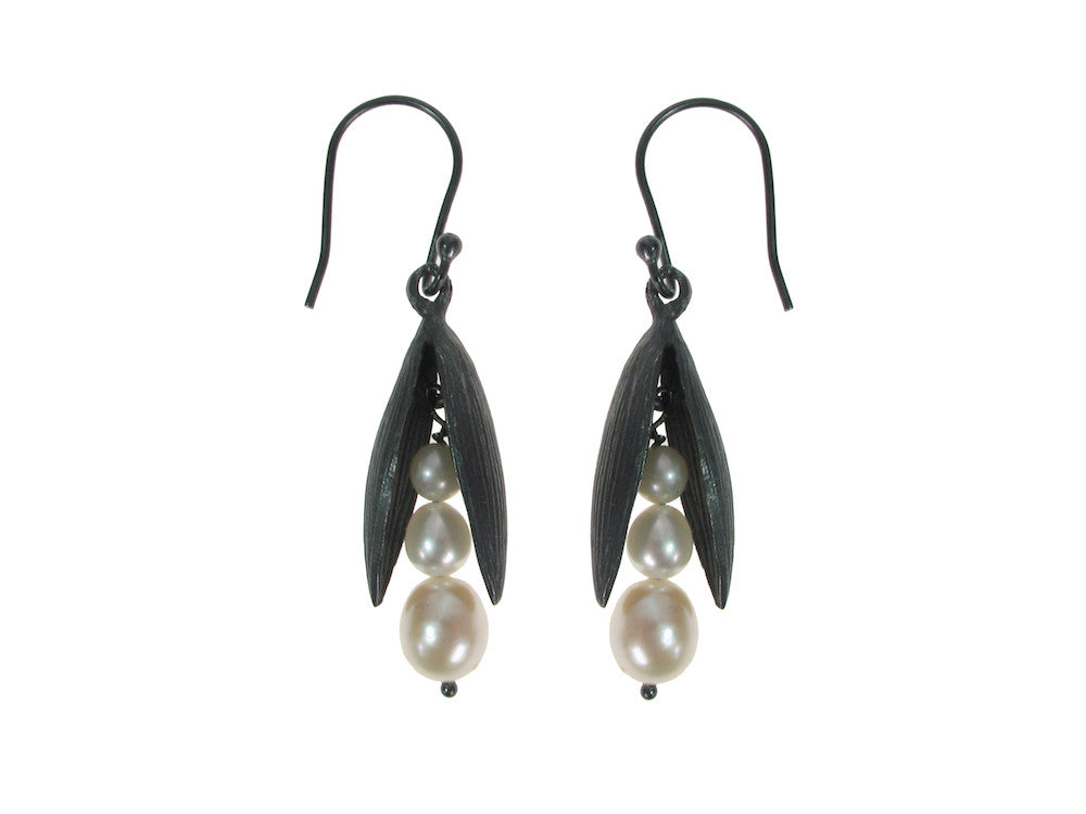 Pearls in Small Sterling Pod Earrings | Erica Zap Designs