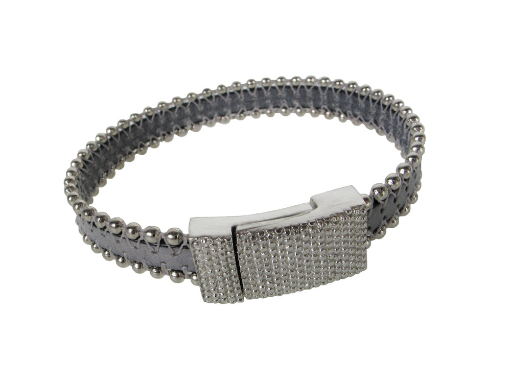Men's Leather Bracelet | Single Beaded Strap with Magnetic Clasp | Erica Zap Designs
