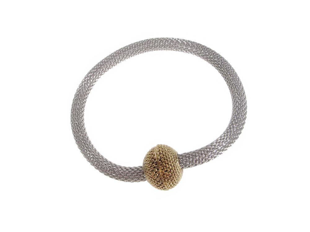 Mesh Bracelet with Textured Magnetic Ball Clasp | Erica Zap Designs