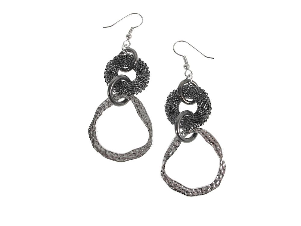Mesh & Hammered Circle Drop Earrings | Erica Zap Designs
