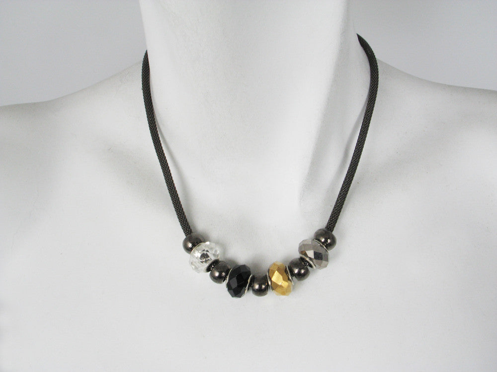 Mesh Necklace with Metal & Stone Beads | Erica Zap Designs