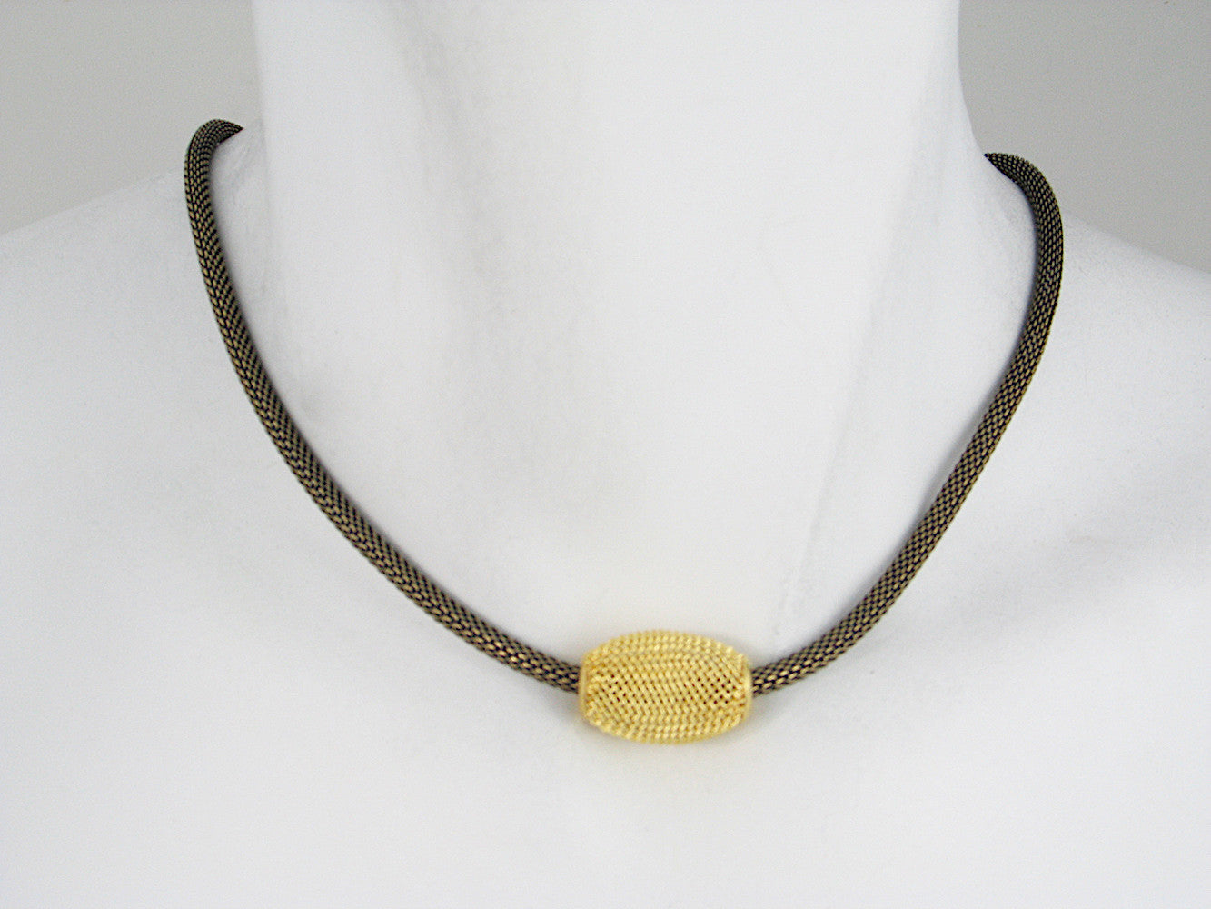 Thin Mesh Necklace with Floating Oval Mesh Bead | Erica Zap Designs