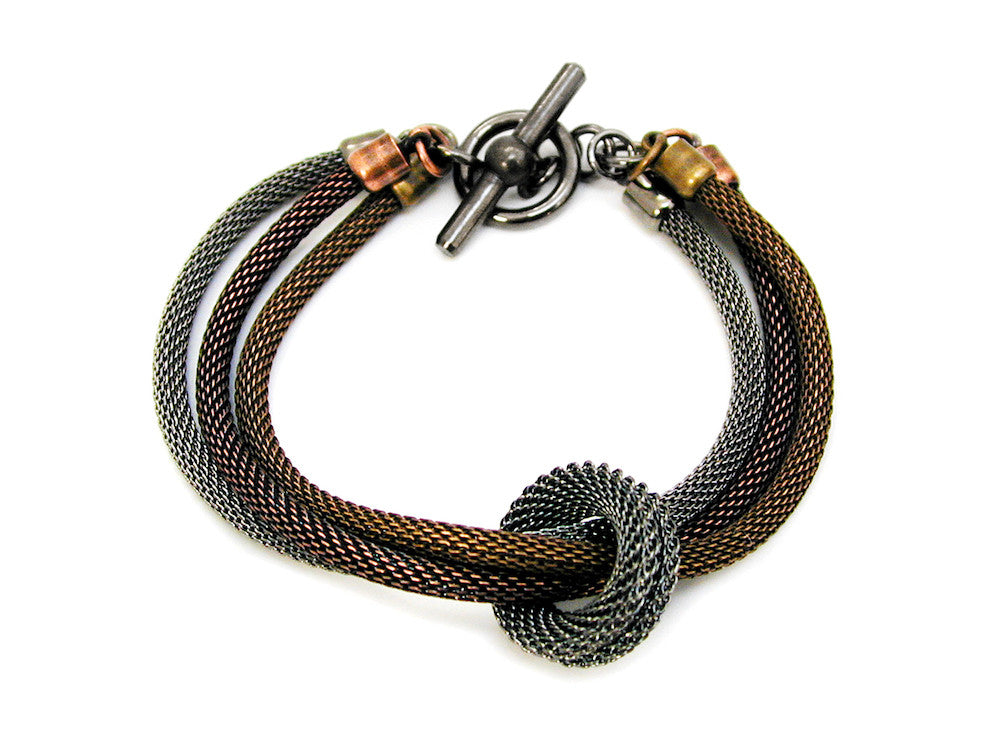 3-Strand Mesh Bracelet with Removable Ring in Mixed Metals | Erica Zap Designs