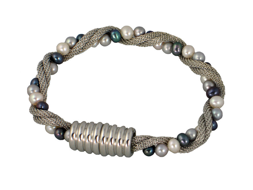 Mesh & Pearl Twist Bracelet with Magnetic Clasp | Erica Zap Designs