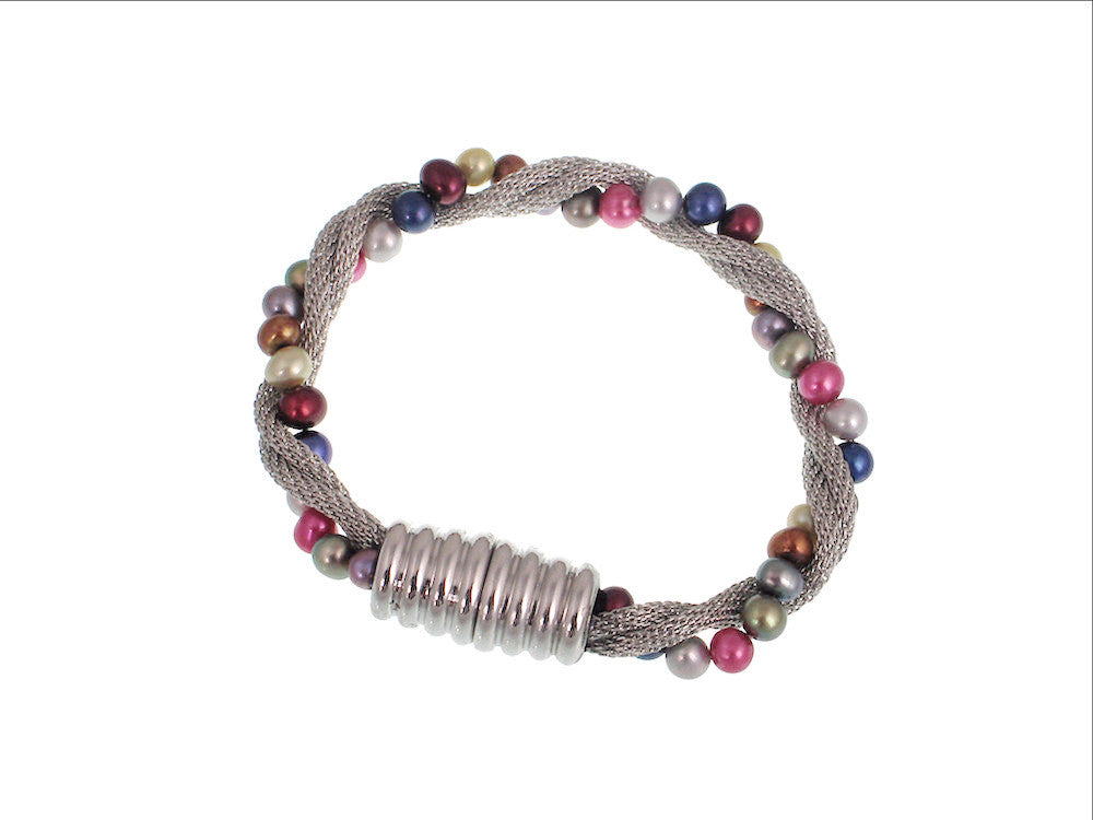 Mesh & Pearl Twist Bracelet with Magnetic Clasp | Erica Zap Designs