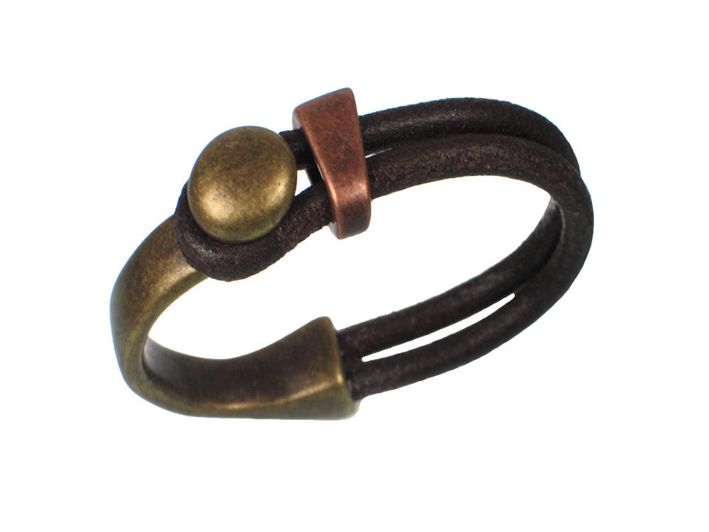 Men's Leather Bracelet | Lasso Knob & Slide | Erica Zap Designs