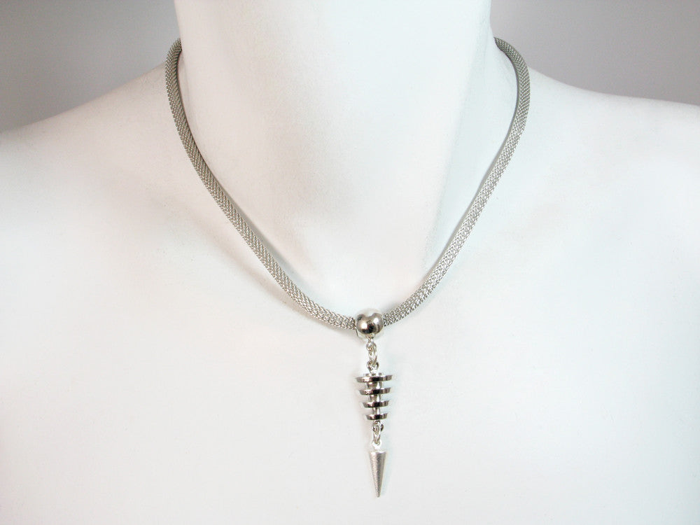 Thin Mesh Necklace with Geometric Drop | Erica Zap Designs
