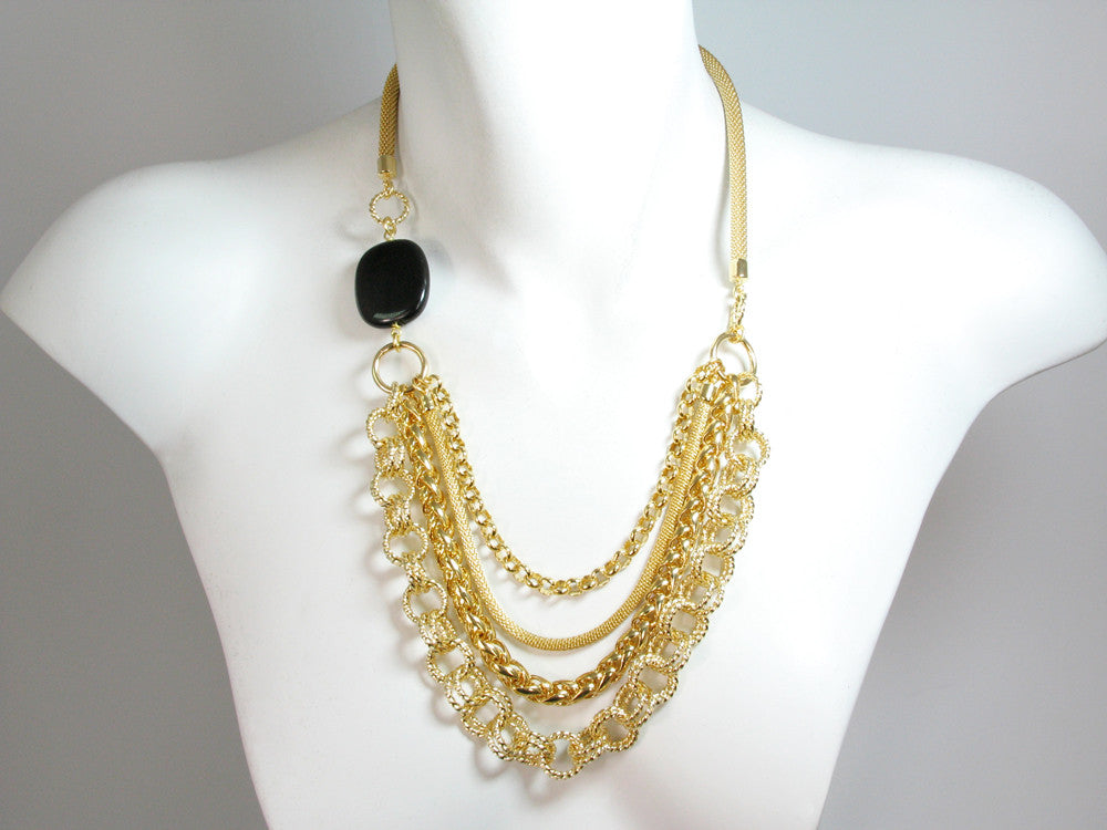 Multi-Chain Mesh Necklace with Stone | Erica Zap Designs