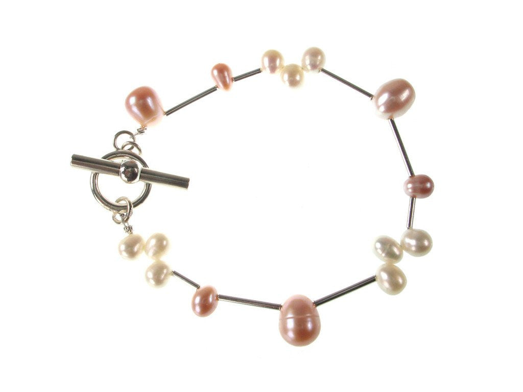 Pearl & Sterling Tube Bracelet | Erica Zap Designs