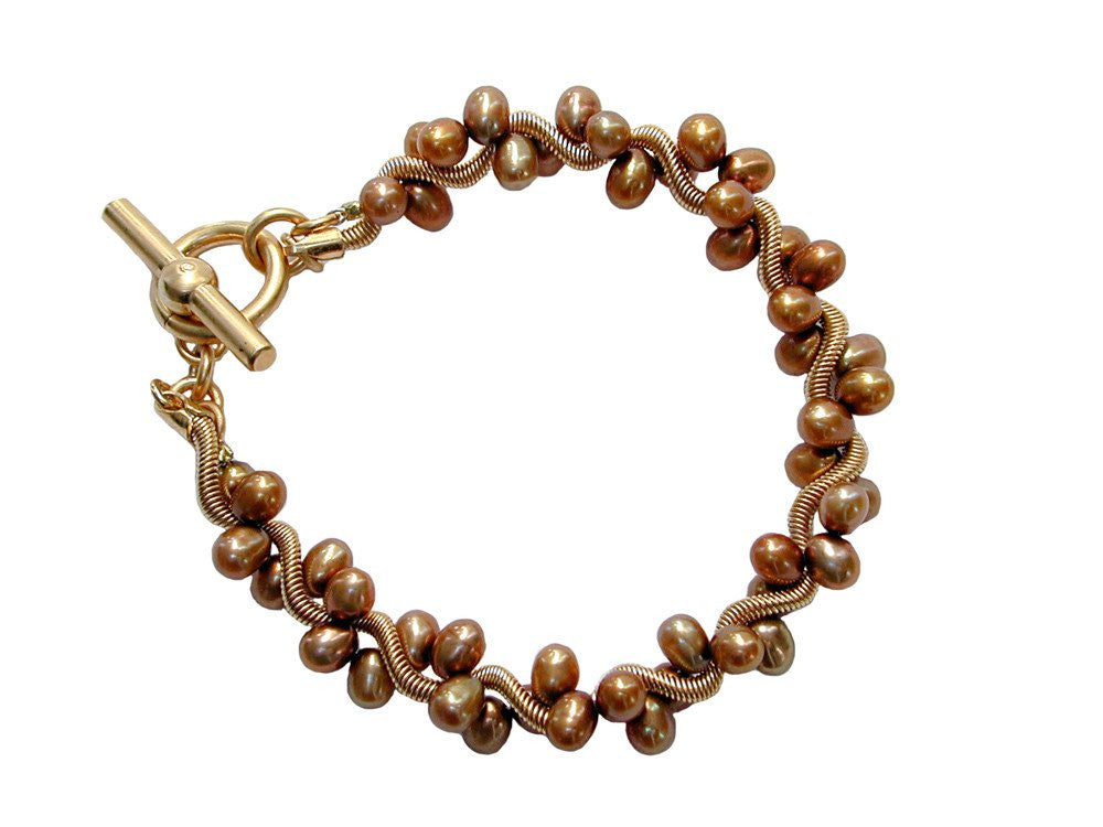 Pearl Gold Spiral Bracelet | Erica Zap Designs