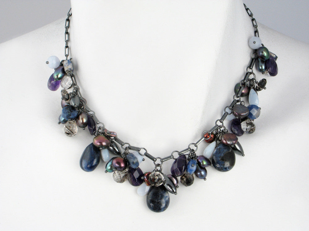 Stone Cluster Necklace | Sodalite Mix | Erica Zap Designs