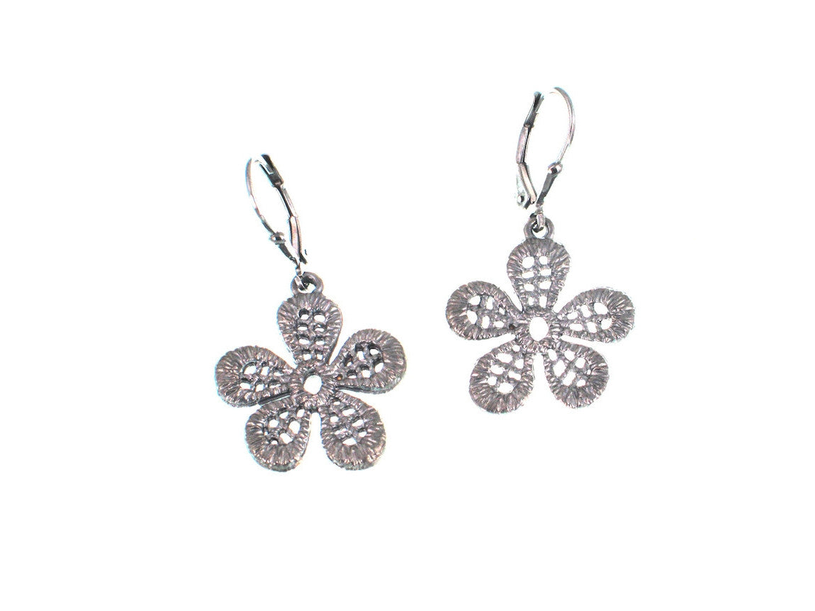 Textured Sterling Flower Earrings | Erica Zap Designs
