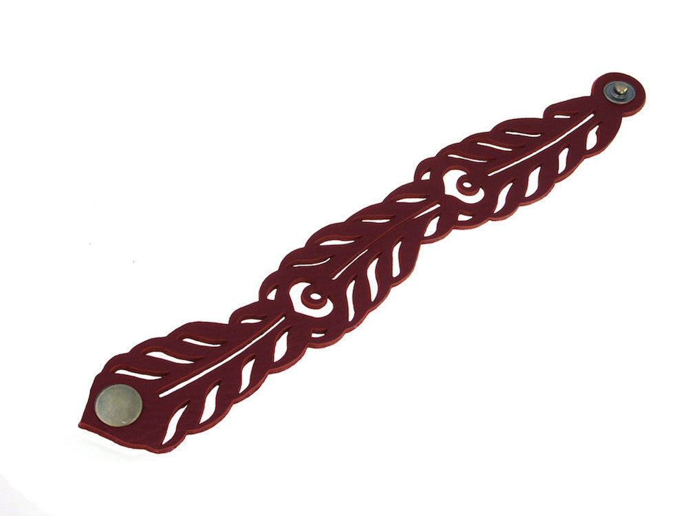 Laser Cut Leather Bracelet | Peacock Feather | Erica Zap Designs