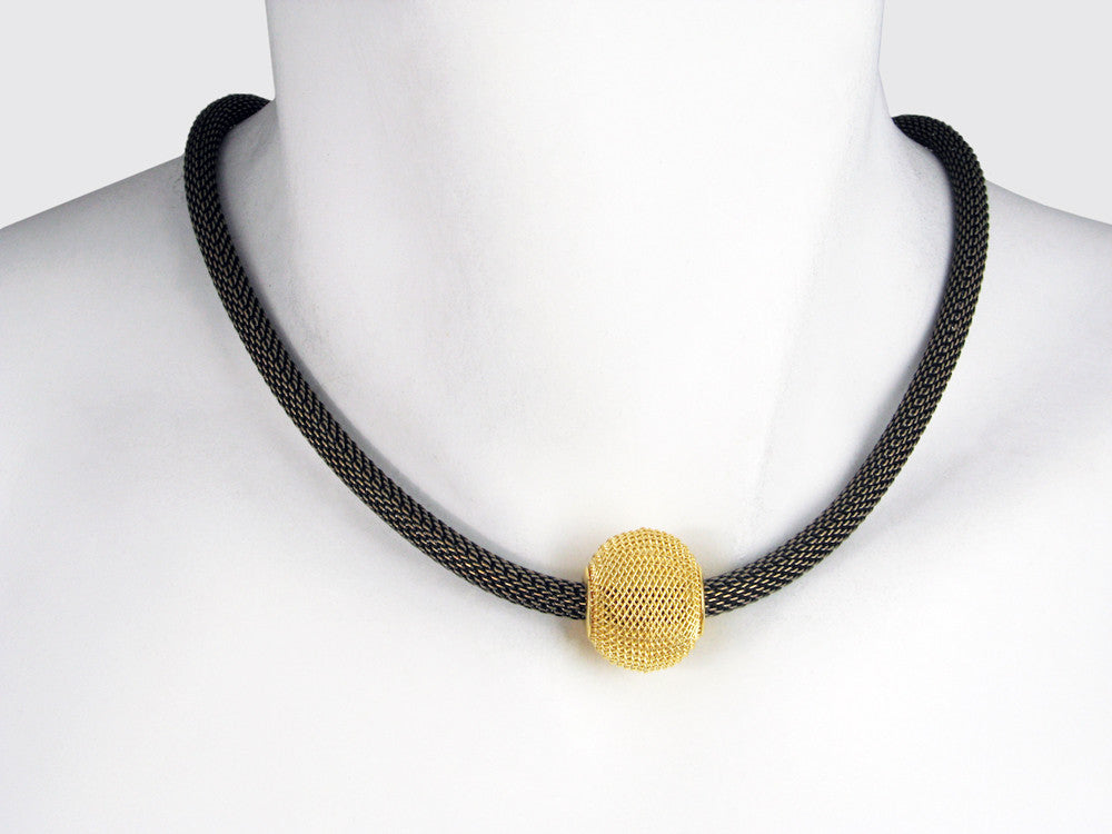 Round Mesh Bead on Thick Mesh Strand Necklace | Erica Zap Designs