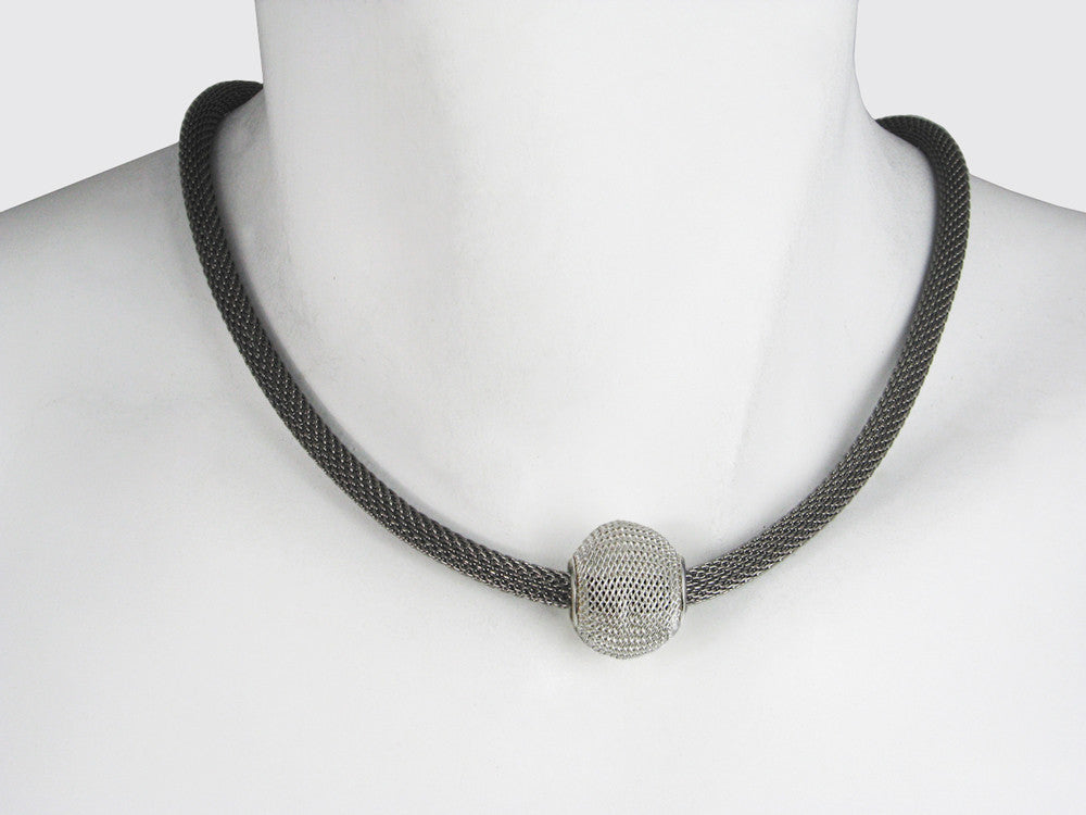 Round Mesh Bead on Thick Mesh Strand Necklace | Erica Zap Designs