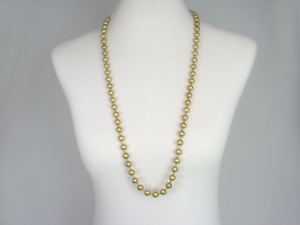 Matte Gold Long Bead Chain Necklace | Erica Zap Designs