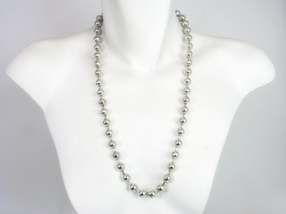 Shiny Rhodium Long Bead Chain Necklace | Erica Zap Designs