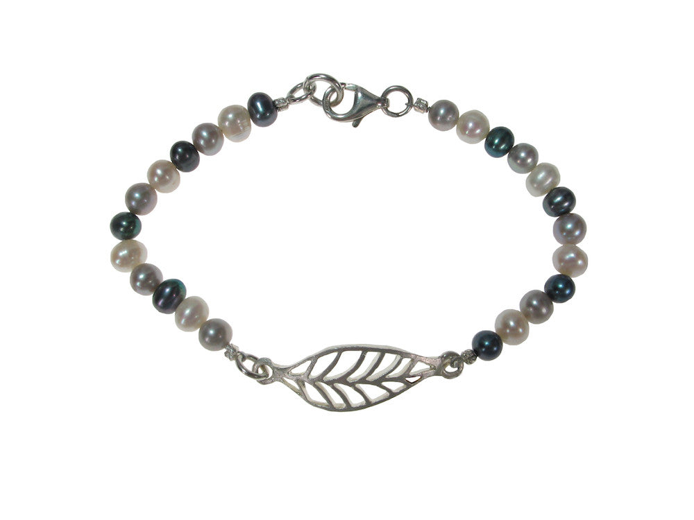 Pearl Bracelet with Sterling Laurel Leaf | Erica Zap Designs