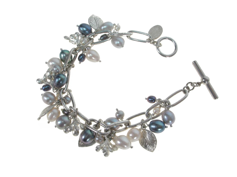 Pearl & Sterling Leaf Cluster Bracelet | Erica Zap Designs