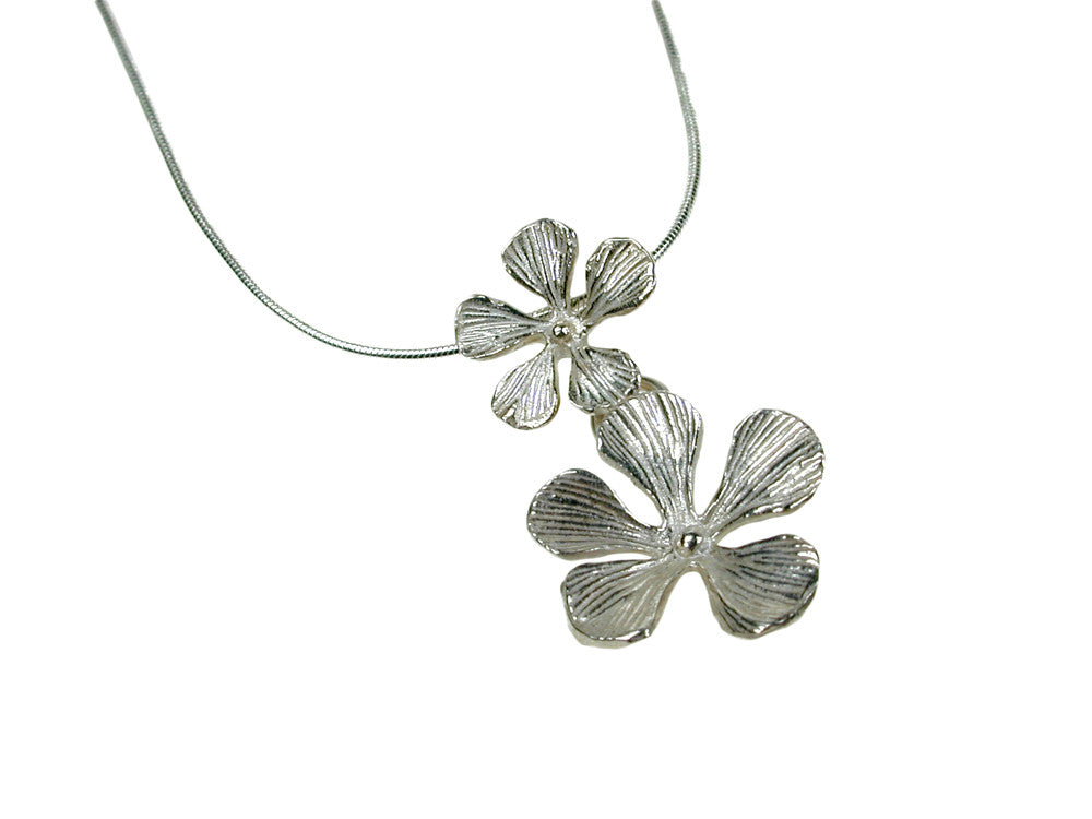 Double Sterling 5-Petal Flower Pendant | Erica Zap Designs