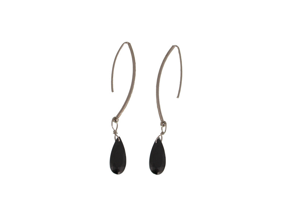 Sterling Wire Earrings with Medium Crystal Drop | Erica Zap Designs