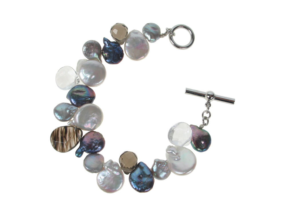 Coin Pearl & Faceted Teardrop Stone Bracelet | Erica Zap Designs