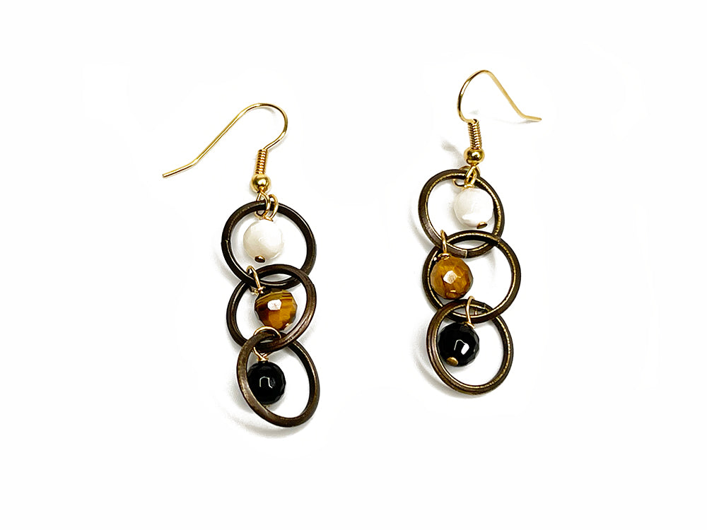 Pearls and Linked Circle Drop Earrings | Erica Zap Designs