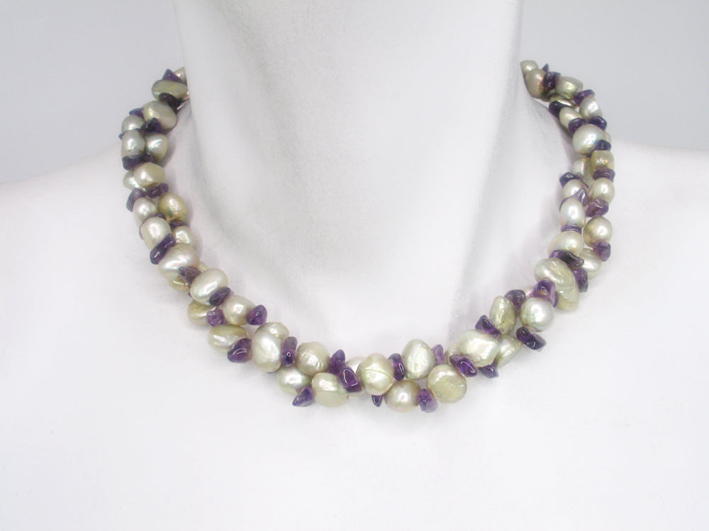 3-Strand Nugget Pearl & Stone Chip Necklace | Erica Zap Designs
