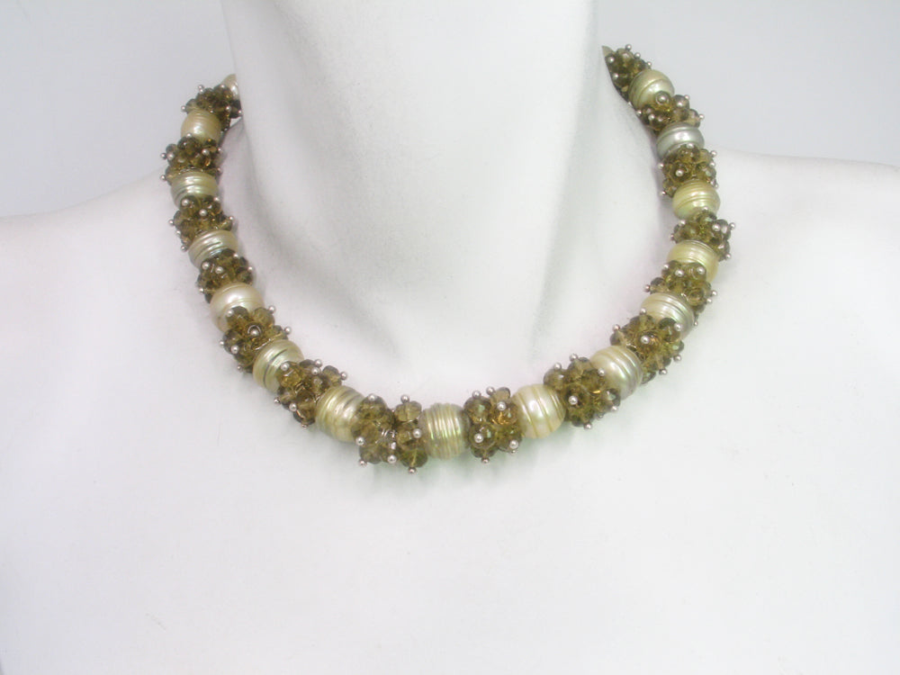 Pearl and Stone Cluster Necklace | Erica Zap Designs
