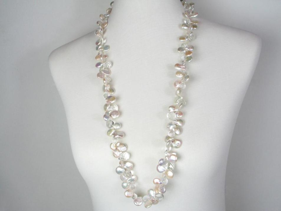 Long Coin Pearl & Stone Necklace | Erica Zap Designs