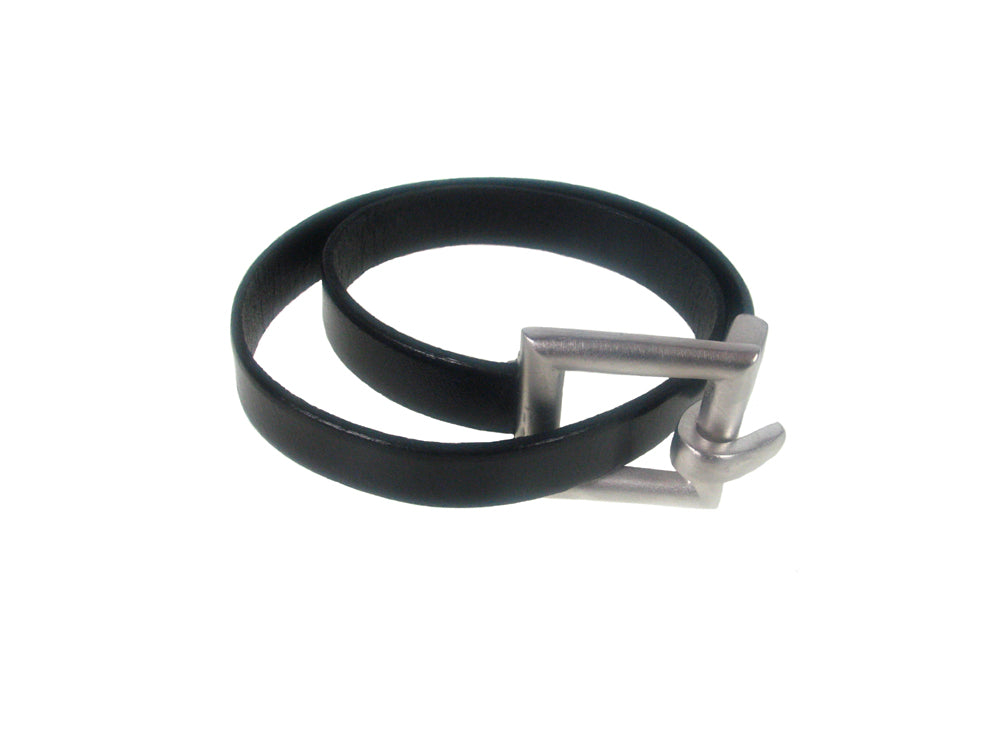 Flat Leather Bracelet | Square Hook Clasp Double Wrap | Erica Zap Designs