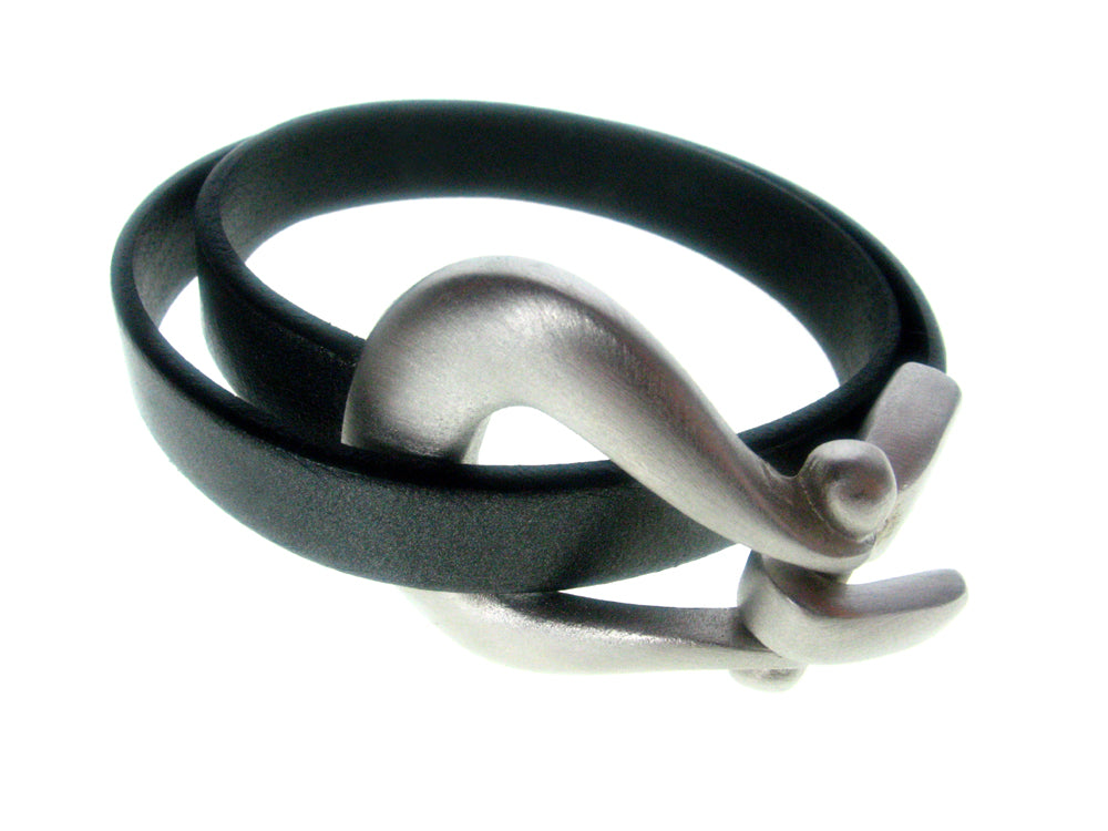 Double Wrap Flat Leather Bracelet | Horseshoe Hook Clasp | Erica Zap Designs