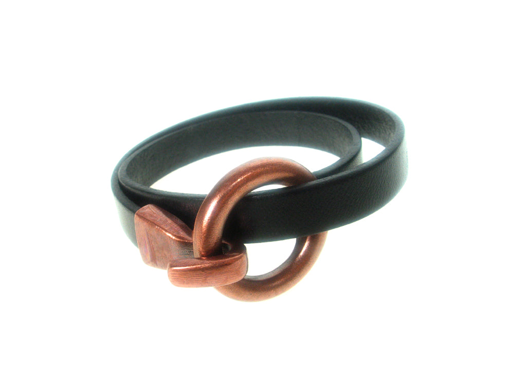 Flat Leather Bracelet | Round Hook Clasp Double Wrap | Erica Zap Designs