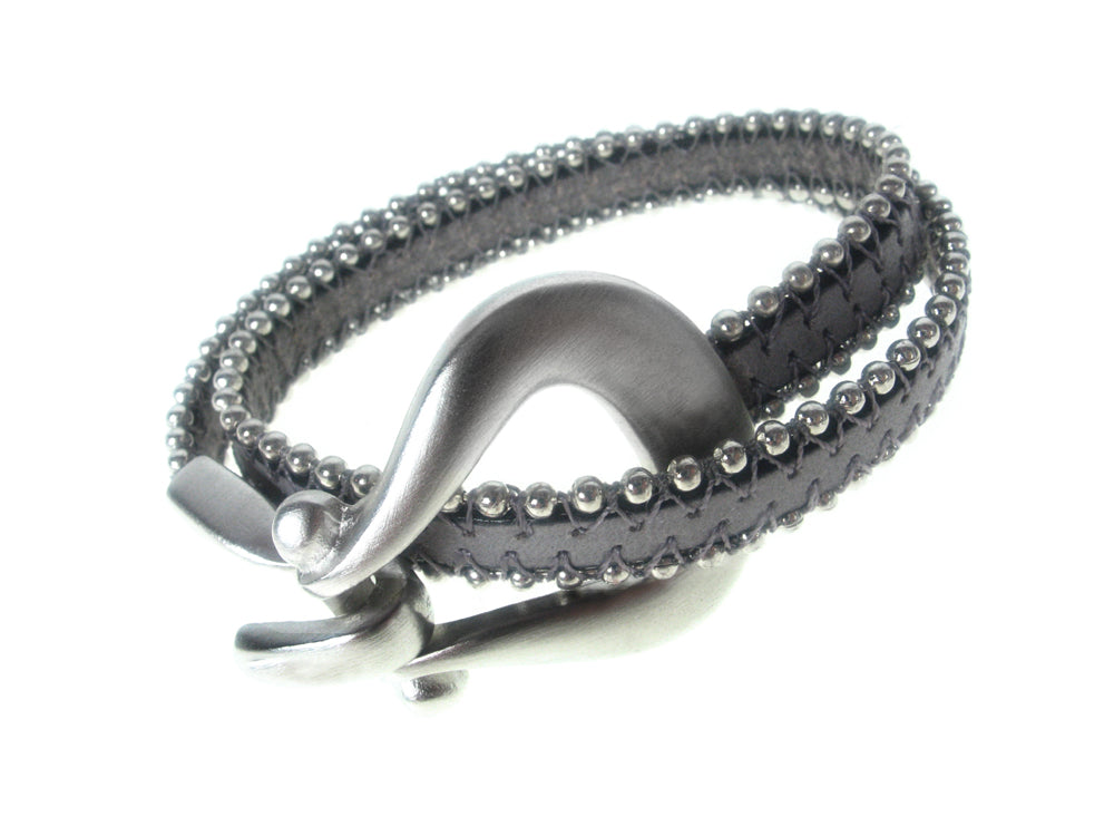 Beaded Leather Bracelet | Double Wrap with Horseshoe  Clasp | Erica Zap Designs