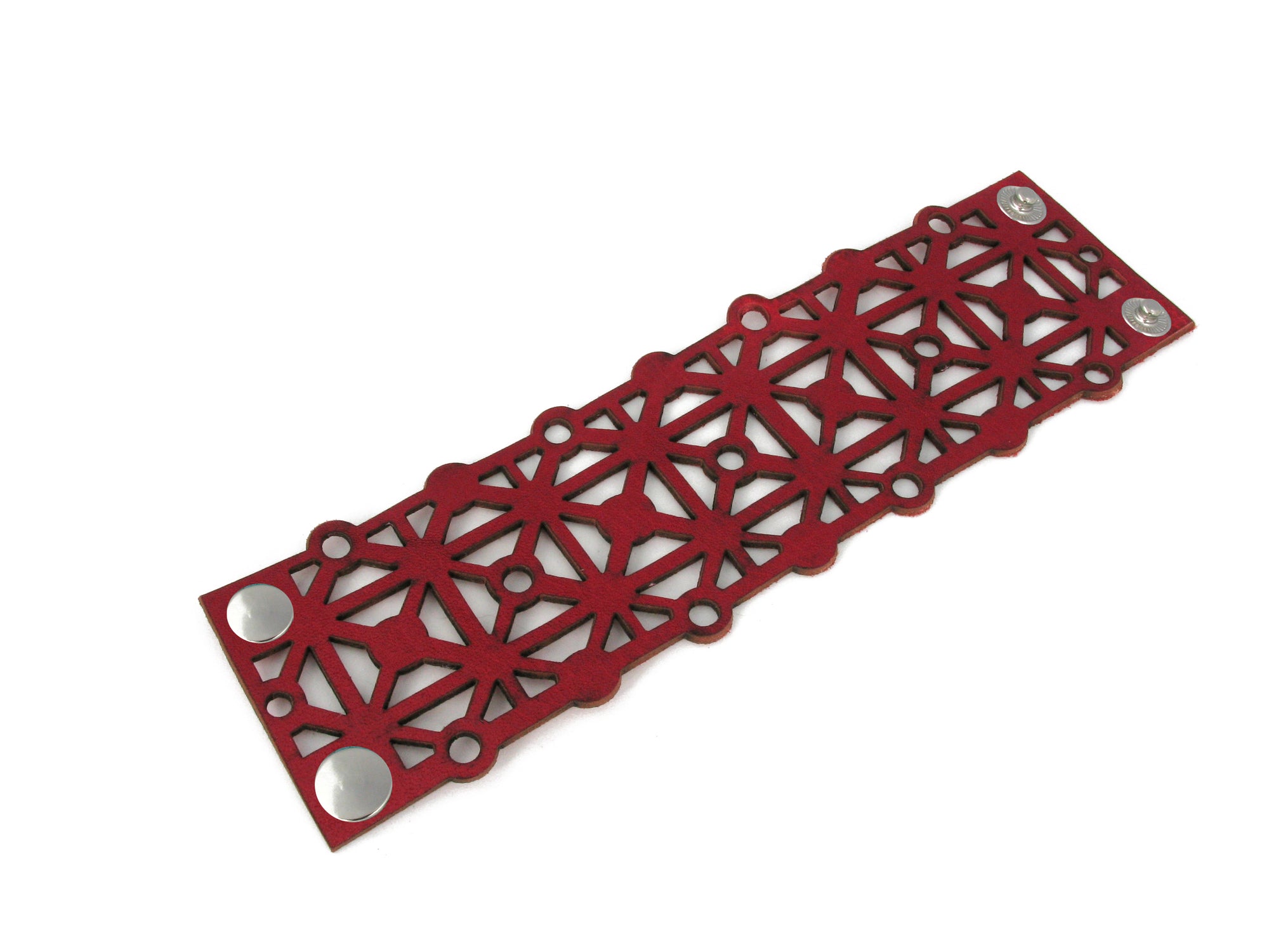 Laser Cut Leather Bracelet | Geometric X Pattern | Erica Zap Designs