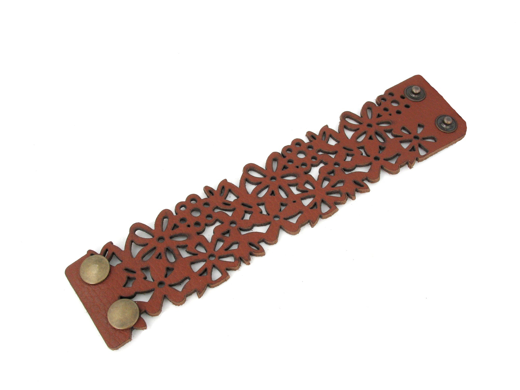 Laser Cut Leather Bracelet | Multi Flower Pattern | Erica Zap Designs