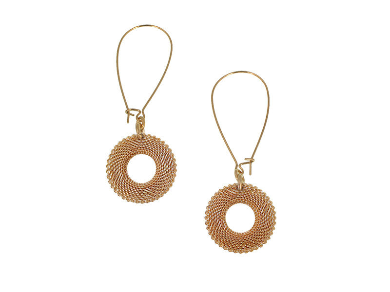 Circle Mesh Drop Earrings on Kidney Wire | Erica Zap Designs