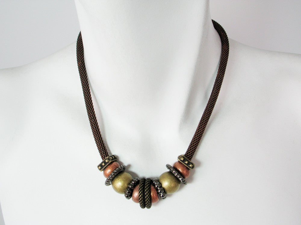 Mesh Necklace with Metal Beads & Textured Spacers | Erica Zap Designs
