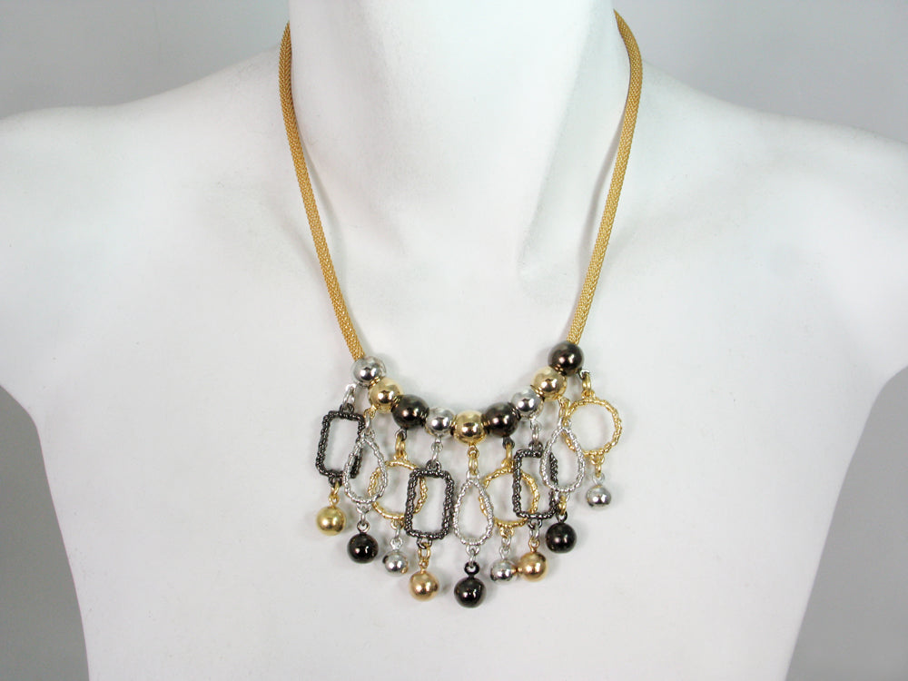 Mesh Necklace with Textured Metal Charms | Erica Zap Designs