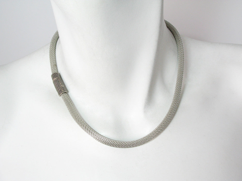 Thin Mesh Necklace with Textured Magnetic Clasp | Erica Zap Designs